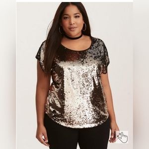Torrid sz4 gold rose sequin dress top
